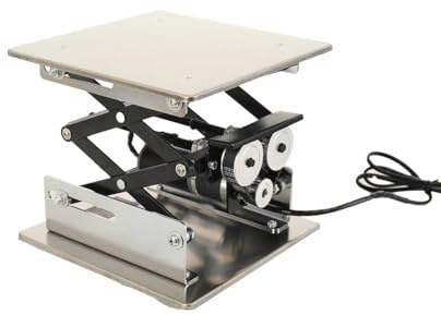 NICCOO Elektrische Hebebühne Laborhebebühne aus Edelstahl, 200 × 200 mm Kleines Fernbedienung Heber Hubtisch, Hubbereich 100–307mm, Maximal Unterstützte Gewicht 10KG