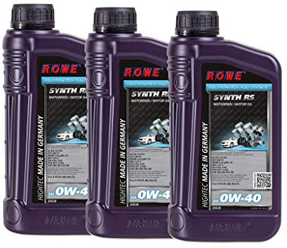 ROWE - 3x 1 Liter HIGHTEC SYNTH RS SAE 0W-40 Motorenöl - PKW Motoröl für moderne und sportliche Pkw-Otto- oder Dieselmotoren, mit und ohne Turboaufladung