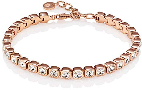 namana Bracciale Tennis in Oro Rosa per Donna. Bracciale in Acciaio Inossidabile con Cristalli Swarovski. Bracciale da Donna Placcato Oro Rosa 18 carati con Confezione Regalo (Oro Rosa, 21)