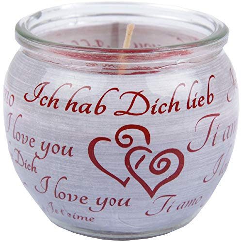 HS Candle Duftkerzen Sprüche im Glas, lange Brenndauer und angenehmer Duft (Ich liebe Dich)