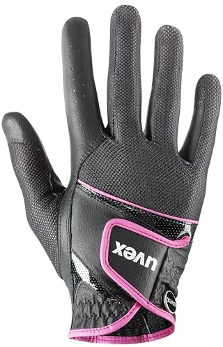 Uvex sumair - dehnbarer, optimal belüfteter Reithandschuh für Damen und Herren - exzellenter Grip & strapazierfähig - touchscreenfähig - Black-pink - 7