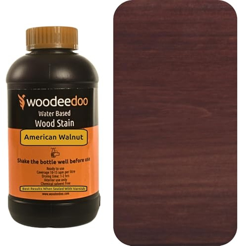 WooDeeDoo Water Based Wood Stain | Wood Dye | Ready to Use | Environmentally Friendly | Solvent Free | Odour Free | 450 ml | American Walnut