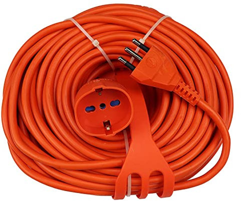 Extrastar Prolunga Da Giardino Con Pratico Supporto Spina Grande 16 A Presa Pluristandard Sezione Cavo 3 x 1,5 mm² Arancio 20 Meter.