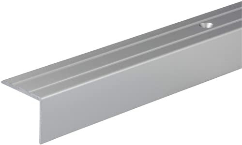 Gedotec Profilé d'escalier profilé de nez de marche en aluminium profilé d'angle en aluminium argent | 2000 mm | Profilé de sol perforé à visser | Profilé de protection d'angle 25 x 20 mm | 1 Pièce