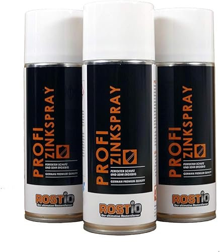 Rostio 3 x Profi Zinkspray | Zinkgrundierung | Zinklamellenbeschichtung | Zinklamellenspray für höchsten Korrosionsschutz & Rostschutz