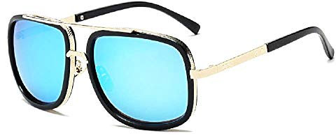 Inception Pro Infinite - Herrensonnenbrille - Tony Stark - Iron Man - Retro - Boy - Vintage - Mirrored - Gold Frame - Blue Lens