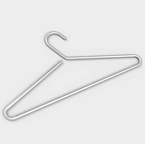 Kleiderbügel, massiver Edelstahl matt geschliffen, aus einem Stück gebogen und von Hand feinbearbeitet, Garderobenbügel, Kleiderbügel mit Hosensteg, 100% Made in Germany - PHOS Design