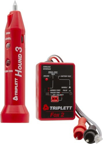Triplett 3399 Fox & Hound Premium Tone and Probe Wire Tracing Kit Generates Multiple Tones with Adjustable Sensitivity for Electrical Wire, LAN Cable, Telephone