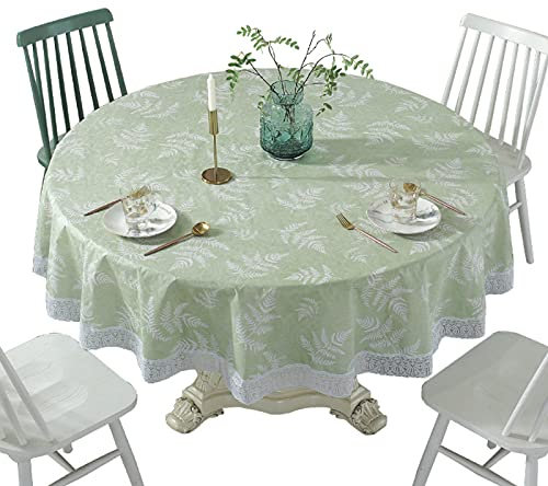 Table Cloth Waterproof, PVC Plastic Tablecloth, Round Tablecloths for Circular Table Wipe Clean Garden Tablecloth (A, 180cm/70in)