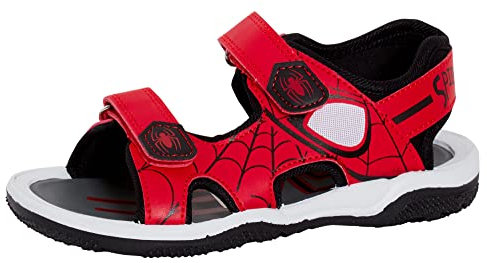 Marvel Spiderman Sport Sandalen für Kinder Open Toe Easy Fasten Sliders Sommer Schuhe, rot/schwarz, 32 EU