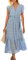 ASOMI Kleid Damen Sommer Boho: Blumen Herbst Wickelkleid Frühling Mode Lang Maxikleid V-Ausschnitt Casual Kurzarm Strandkleid Langarm Rüschen Freizeitkleid mit Gürtel 121 Hellblau 40