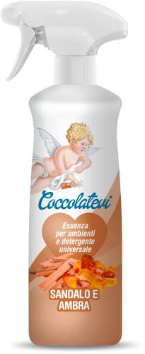 COCCOLATEVI Essenza per Ambienti Sandalo e Ambra 750 ml Profumatore per Ambienti, Armadi, Cassetti, Automobile, Deodorante Ambiente, Profumo casa, Detergente Superfici, Antipolvere