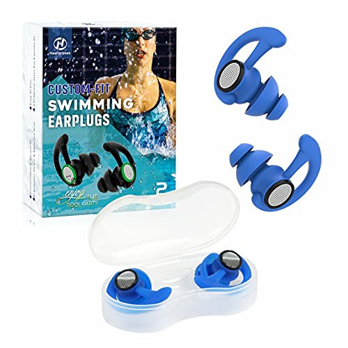 Hearprotek 2 Paar Ohrstöpsel Schwimmen, ohrenschutz schwimmen -ohrenschutz wasser ohrstöpsel für Erwachsene für Schwimmer, Dusche, Pool, Baden, Surfen Blau