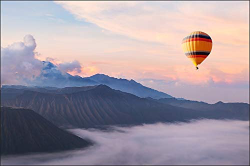 Muralo Vinyl Glatte FOTOTAPETE Natur Berge Luftballon Nebel Tapete Wandtapeten 405 x 270 Wohnzimmer Schlafzimmer Moderne Wandbilder XXL Wand Dekoration Br.405xHö.270