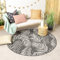 FRAAI | Home & Living In- & Outdoor Teppich Rund - Malta Leaves Schwarz - Wetterfest - Polypropylen - Flachgewebe - Balkon, Garten/Terrasse, Flur - Terrasse - Rug