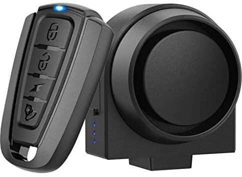 PADONOW Allarme wireless remoto per bicicletta: 115 dB super forte sensore di movimento per bicicletta sirena antifurto sistema di sicurezza allarme moto impermeabile USB-C ricaricabile dispositivo di