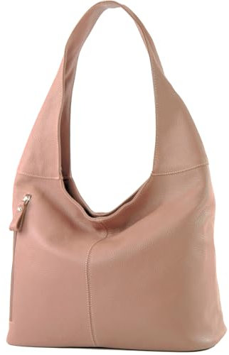modamoda de T155 Damen Leder Shopper Schultertasche Large handmade in Italy, Farbe:Beige