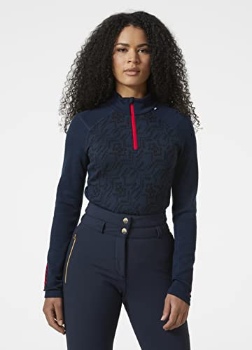 Helly Hansen Women's W Lifa Merino Midw Gra 1/2 Zip Shirt, Navy Deco Flower, XL UK