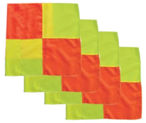 Saraoriginalshop Set mit 4 Ersatzwimpeln für Fußball, Ersatzteil mit Öse, Flaggen, Fußball, Fußball, Fußball, Stange, 30 mm, Gelb und Neonorange, 40 x 32 cm.