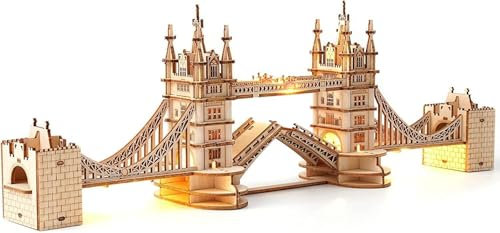 ROWOOD 3D Wooden Puzzle Tower Bridge Model Kit Age 14+ for Adults to build, DIY Wooden Model Building Construction Craft Kits, Ideal For Christmas And Birthday Gift