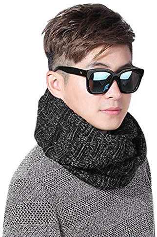 Rundschal Gestrickt Schlauchschal Herren Winter Halswärmer Elastisch Strickschal Warm Winterschal Dick Halstuch Damen Klassisch Schlauchschal Winddicht Strickschal für Herbst Winter