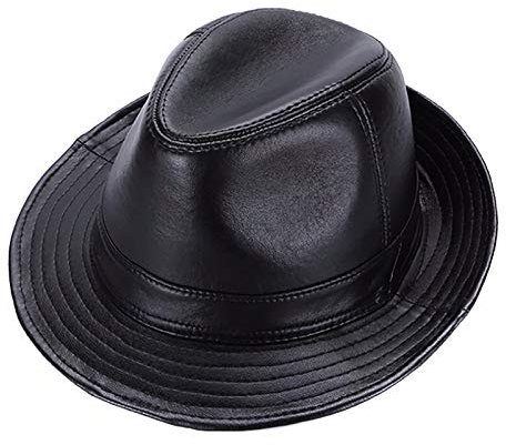 nster Winterhüte, PU-Leder Männer Jazz-Mütze-Party-Bowler-Hut Panama Kurzrand-Top-Hut Gentleman-Hut 58cm