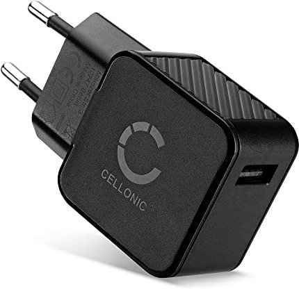 CELLONIC Chargeur USB EU-Plug 1 Port 5V 2.4A 12W Noir Bloc Alimentation USB 100V - 240V, pour Un Chargement sur Prise Secteur