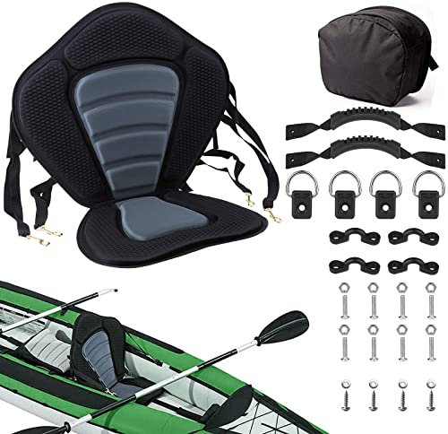Vashly Kayak Seat, Detachable Universal Paddle Board Seat for Kayak, Canoe Seats with Detachable Storage Bag, Kayak Seat Cushion for Kayaking Canoeing Rafting Fishing(Gray)
