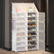 HOMCENT Schuhregal mit Türen, Erweiterbarer Stand Schuhschrank für 16-32 Paar Schuhe, Hausschuhe, Kunststoff Schuhregale für Flur Schlafzimmer Eingang, 2x8 Etagen, Weiß