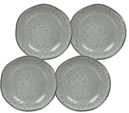 MICA Decorations Tabo Essgeschirr - 14x14x2 cm - Keramik - Grau - Staz von 4