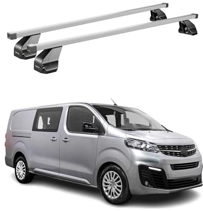 OMAC Menabo Dachträger für Opel Combo E 2019-2026 Stahl Silber | DIN 75302:2019 & ISO/PAS 11154:2006 geprüft, Abschließbar, City-Crash-getestet, bis 75 kg Traglast, Querträger, Grundträger