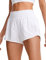 CRZ YOGA Damen High Waist Running Shorts Gym Sporthose Mesh Innenhose Schnelltrocknend Kurz Hose mit Zip Tasche - 6.4cm Weiss 34