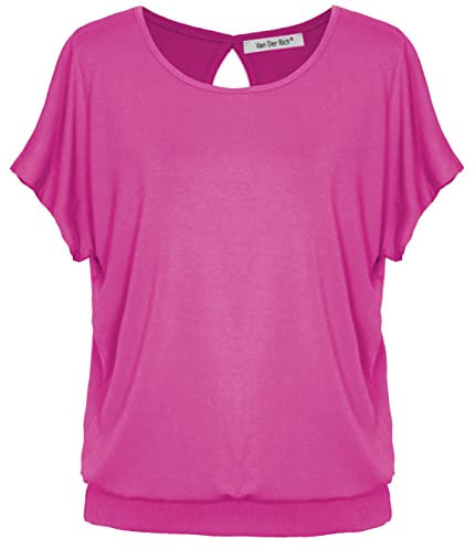 Van Der Rich ® - Blusa con Espalda Descubierta - Mujer (Fucsia-B, XXL)