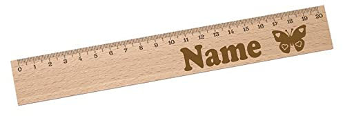 Elefantasie Personalisiertes Lineal zur Einschulung mit Name & Motiv graviert - 20cm Holzlineal Geschenk für Schulanfänger Schmetterling