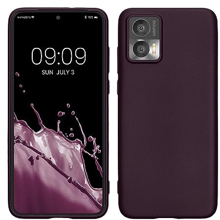 kwmobile Case kompatibel mit Motorola Edge 30 Neo Hülle - Schutzhülle aus Silikon metallisch schimmernd - Handyhülle Metallic Brombeere