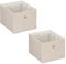 Relaxdays Aufbewahrungsbox, kleine Ordnungsbox aus Stoff, 2er-Set, HBT: 16 x 20,5 x 25 cm, Faltbarer Regalkorb, Beige