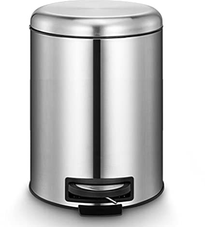Abfalleimer Mülleimer Runder Schritt Mülleimer, Pedalbehälter mit Deckel for Badezimmer Schlafzimmer, Edelstahl Mülleimer Kochkorb Mülleimer Küche Papierkorb Küche Bad ( Color : Silver , Size : 12L )