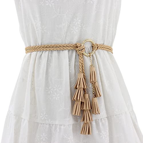 FAIRYGATE Damen Flechtgürtel Taillengürtel Western Quasten Gürtel Mittelalter Gürtel für Kleid, DA1006