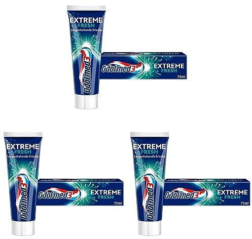 Odol-med3 Extreme Fresh Zahnpasta, Zahncreme für langanhaltende Frische, 75ml (Packung mit 3)