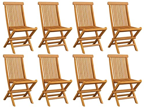 vidaXL Folding Chairs 8 pcs Solid Teak Wood