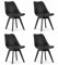 NMK HOME Chaises Salle a Manger Lot de 4 - Noir Plastique Chaise de Cuisine - Pieds de Chaise en Bois de Hêtre - Similicuir Velouté
