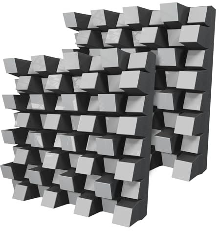 Akustik-Diffusor, 2D-Unterschied, Reflexion, Diffusion, Absorption, Schalldämmung, Wandkunst-Panel, Farbplatten: (weiß glänzender Kunststoff, Sirius (150 mm), 2 Stück