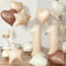 Nude 11 Balloons Set, 40 Inch Retro Apricot Foil Number 11 Balloon Decor, Neutral Heart Balloon Brown Tan Taupe Star Helium Heart Balloon for Girls 11th Birthday Party Wedding Decoration Supplies