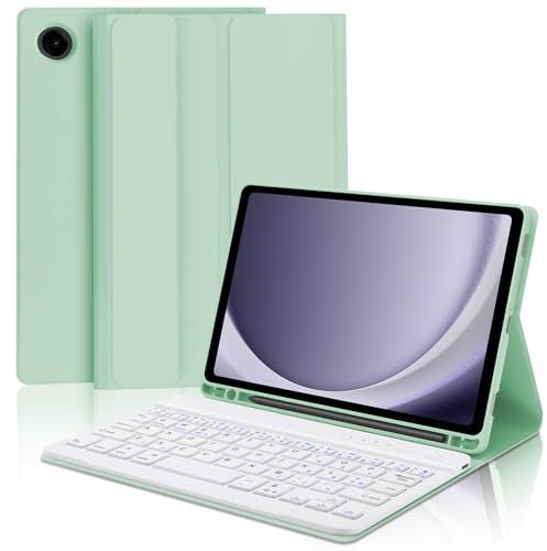 SENGBIRCH Étui avec clavier pour Samsung Galaxy Tab A9 8.7 2023, italien QWERTY clavier Bluetooth amovible avec porte-stylo pour Samsung Galaxy Tab A9 8,7 2023, vert clair