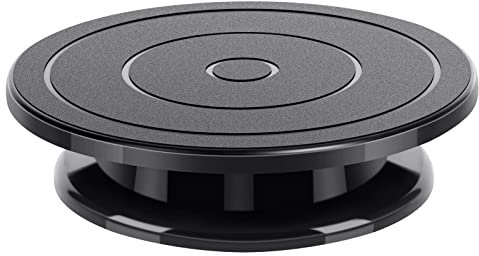 Comforty Tortenplatte Drehbar 28 cm Schwarz, Drehteller Torte für Kuchen