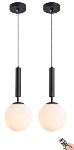 Lámpara colgante con pilas con bombilla recargable regulable y programable, no cableada, lámpara de iluminación de techo colgante con forma de globo, for isla de cocina, mesa de comedor, sala de estar
