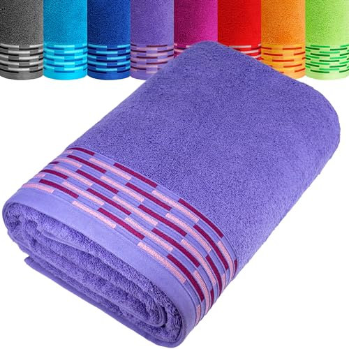Lashuma Badehandtuch groß 100x200 cm, Lugano großes Frottee XXL Duschtuch Lila - Lavendel