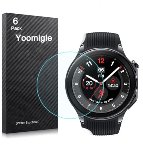 Yoomigle 6 Pack Compatible with OnePlus Watch 2 Smartwatch Screen Protector Film Protectors Foils Screen Cover Crystal Clear HD Anti-Scratch Anti-Fingerprint