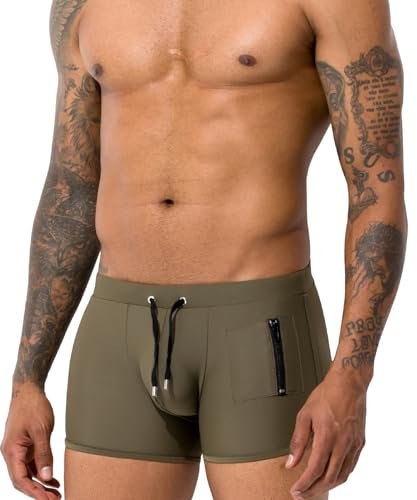 Casey Kevin Maillot de Bain Homme Boxer Short de Bain avec Cordon de Serrage Réglable et Poche Zippée, Pantalon Court Homme Piscine Séchage Rapide Caleçon de Bain Sports Plage Swimming