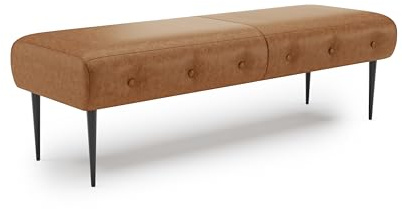 CAVADORE Sitzbank Amba, Trendige Polsterbank 2,5-sitzig für Küche, Esszimmer oder Wohnküche / Küchenbank passend zum 2,5-Sitzer Amba / 139 x 52 x 54 / Hochwertiges Mikrofaser: Rot-Braun